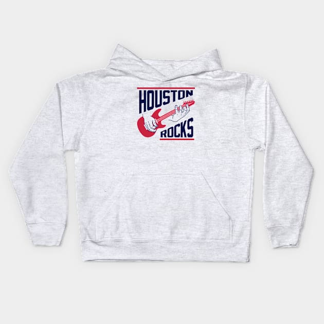 Houston Rocks Air Guitar - White Kids Hoodie by KFig21